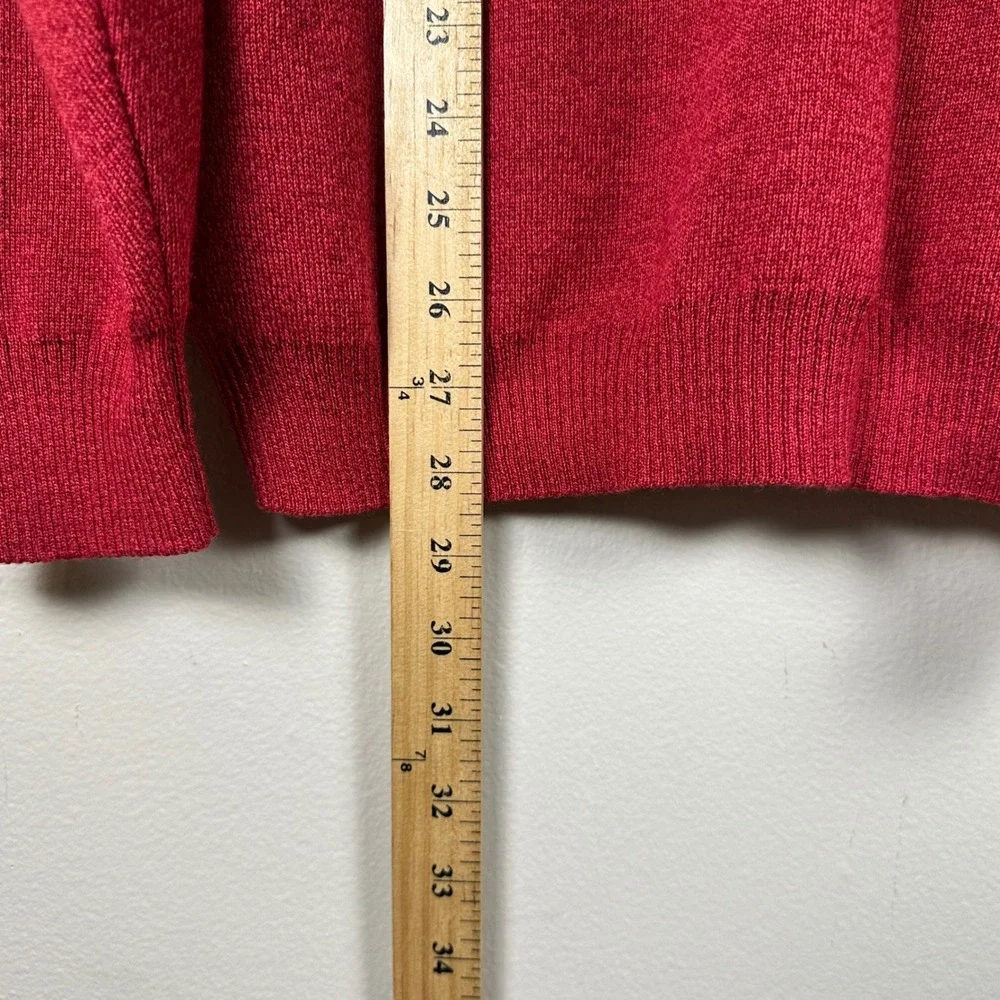 Gionfriddo Men's L V-Neck Sweater Red Pink Geometric Merino Wool Made in Italy
